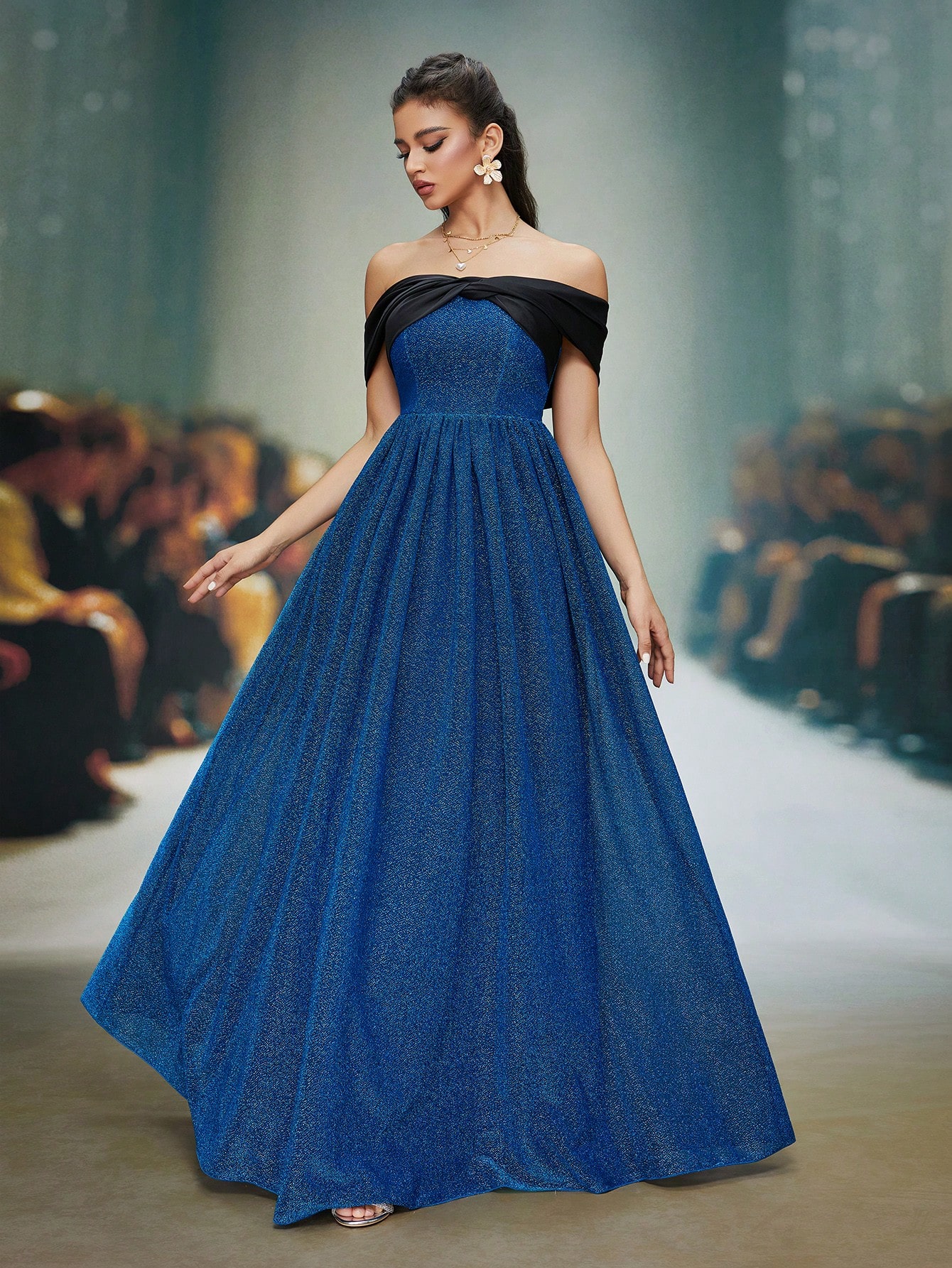 Leely Elegant Off The Shoulder Sleeveless Prom Dress