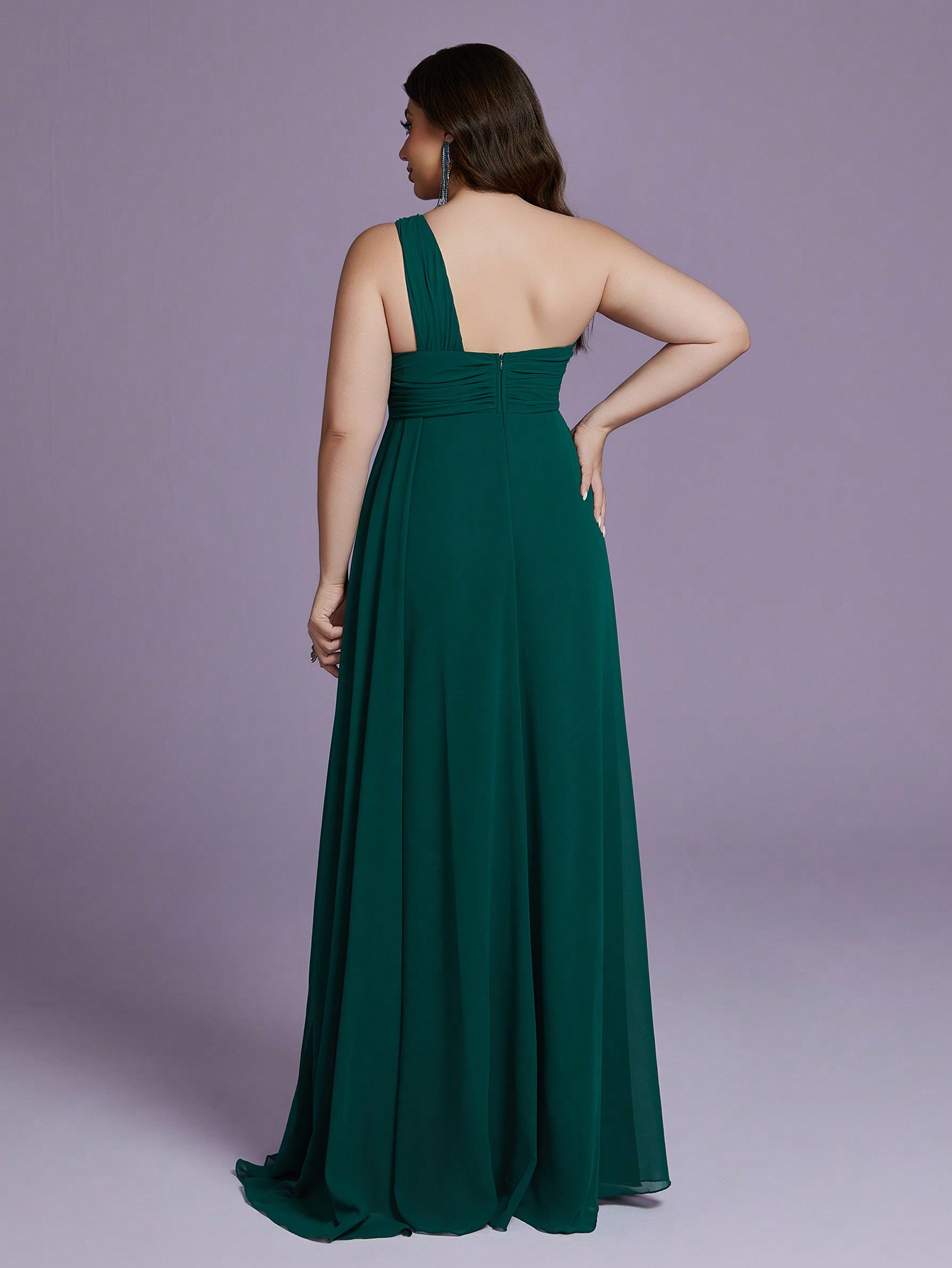 Leely Plus Women's Elegant One Shoulder Sleeveless Party Dresses