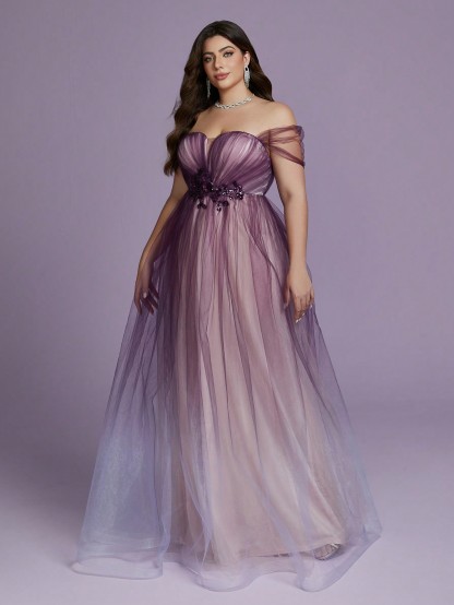 Leely Plus Women's Elegant Off The Shoulder Sleeveless Party Dresses