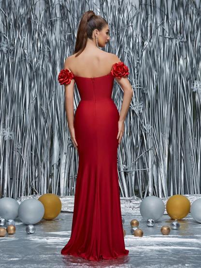 Leely Elegant Off The Shoulder Sleeveless Evening Gown