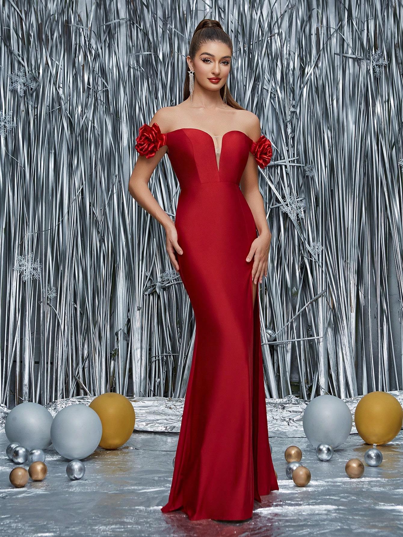 Leely Elegant Off The Shoulder Sleeveless Evening Gown