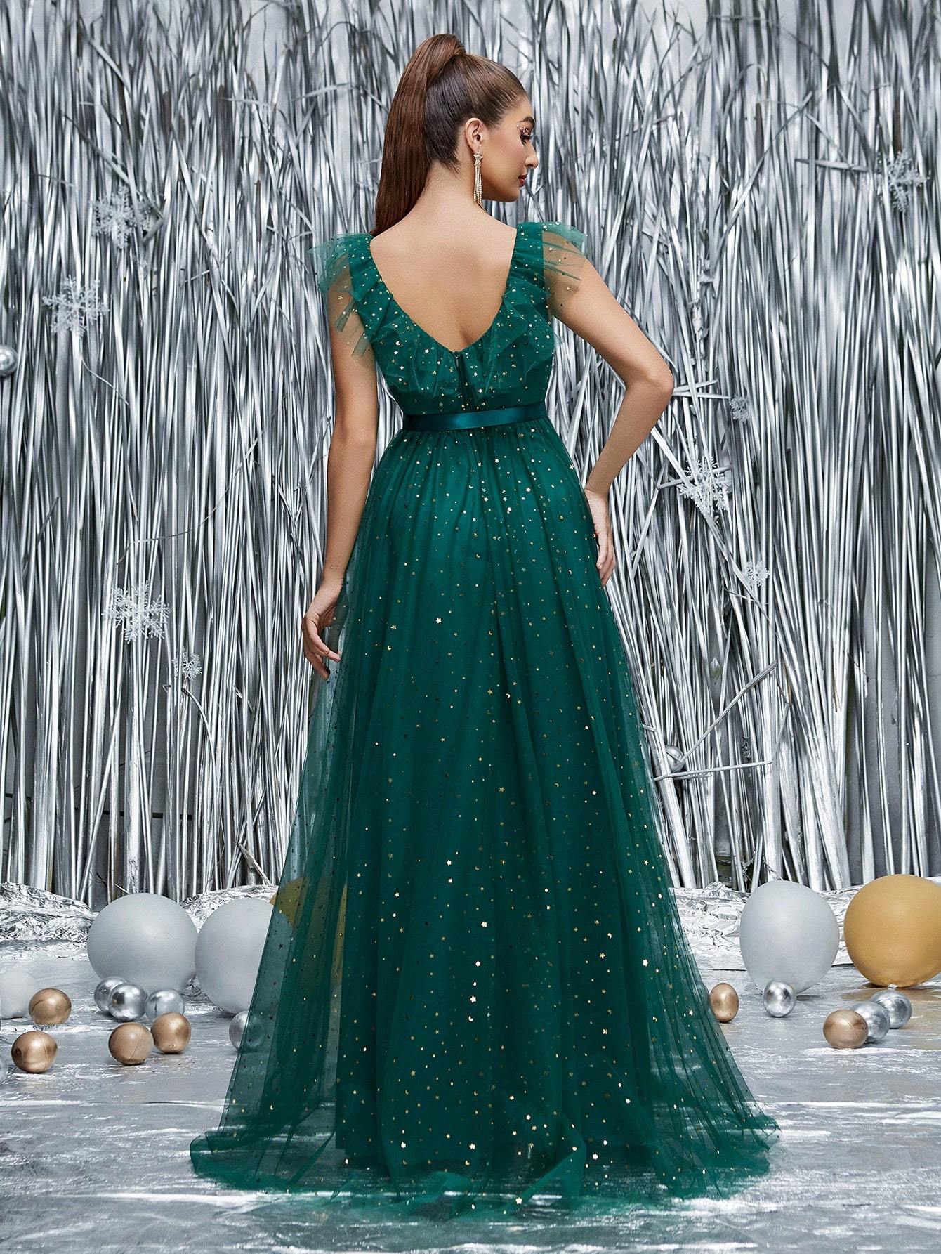 Leely Elegant V Neck Sleeveless Evening Gown