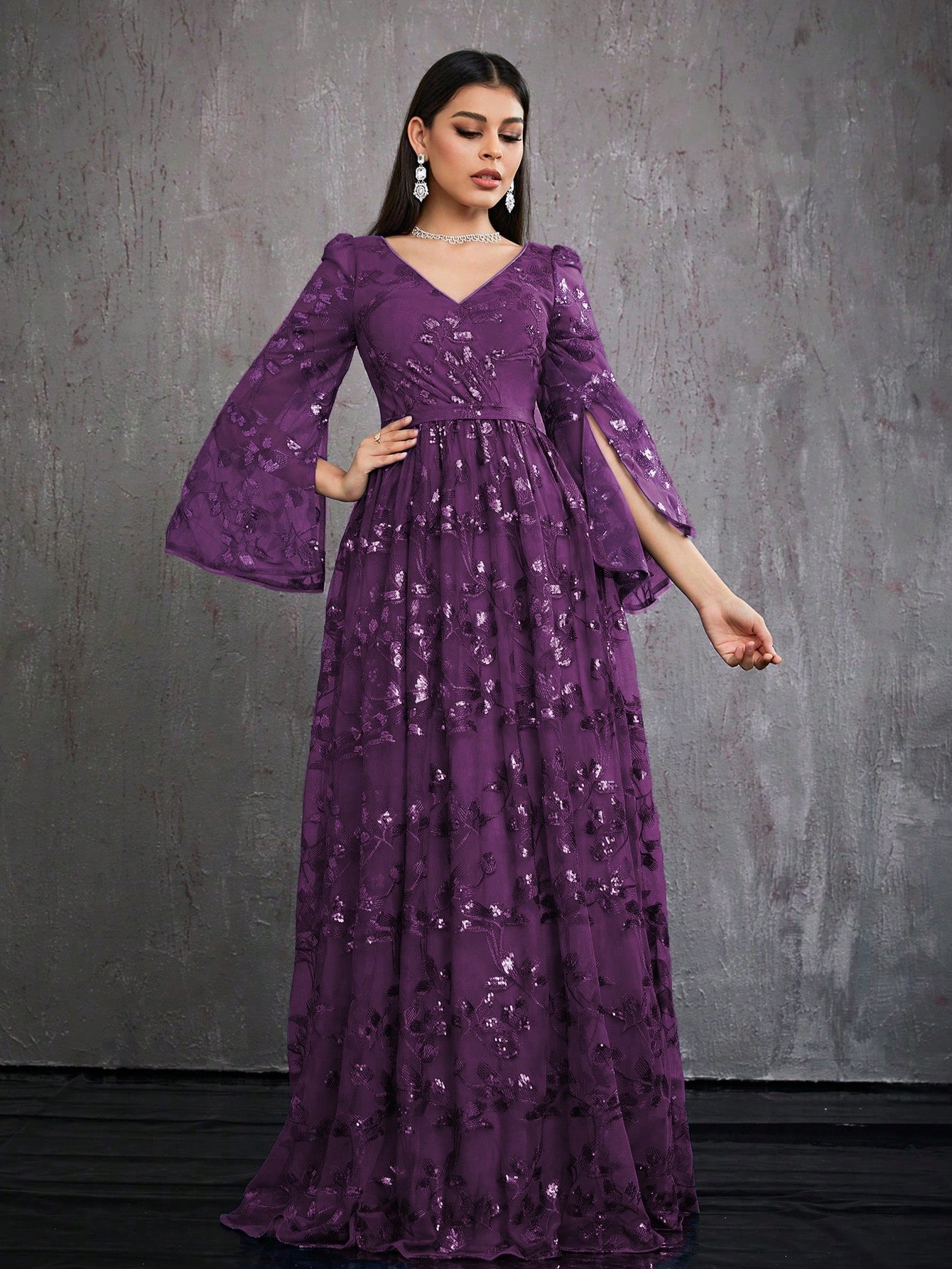 Leely Women's Elegant Sweetheart Cloak Sleeve Lace A-Line Dress