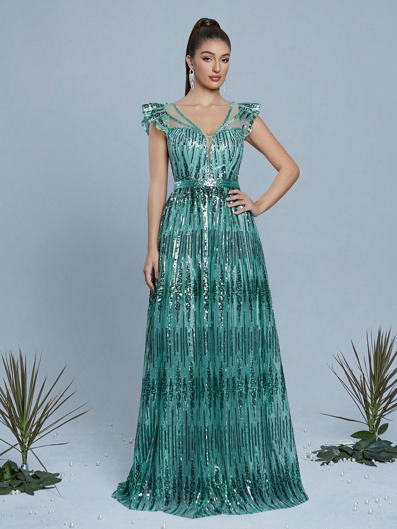 Leely Women's Elegant Sweetheart Cloak Sleeve Lace A-Line Dress