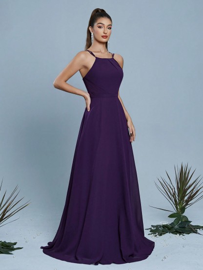 Leely Women's Elegant Halter Sleeveless Party Dress