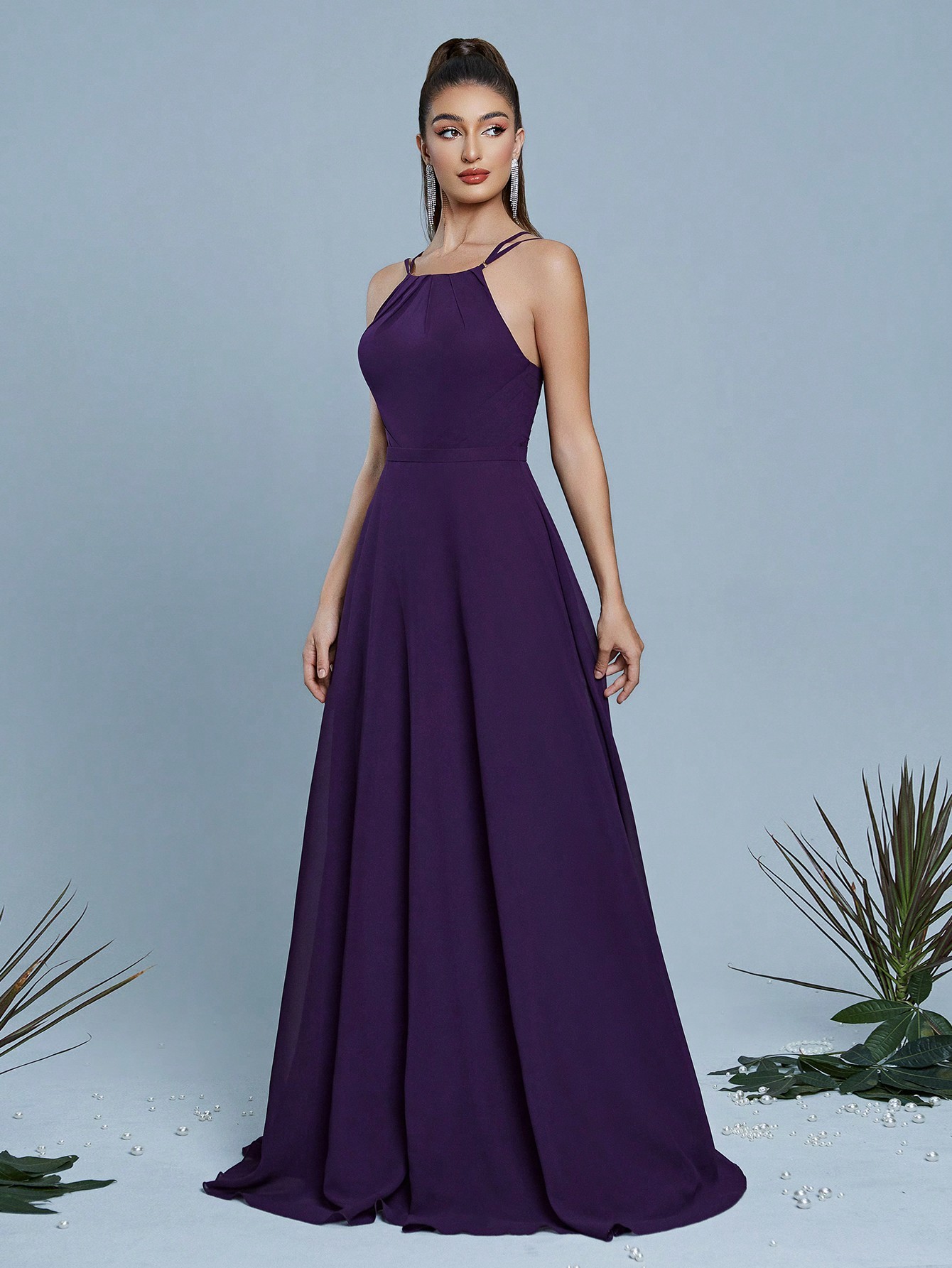 Leely Women's Elegant Halter Sleeveless Party Dress