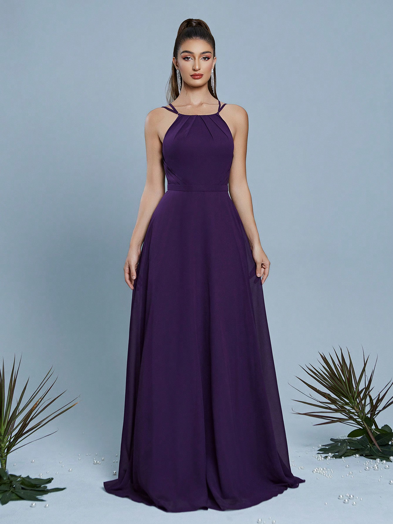 Leely Women's Elegant Halter Sleeveless Party Dress