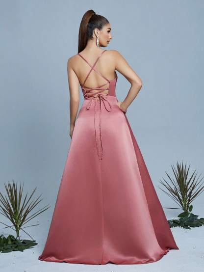Leely Women's Elegant Spaghetti Straps Sleeveless Party Dress