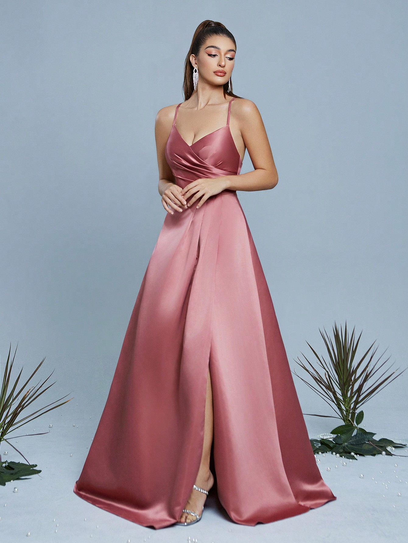 Leely Women's Elegant Spaghetti Straps Sleeveless Party Dress