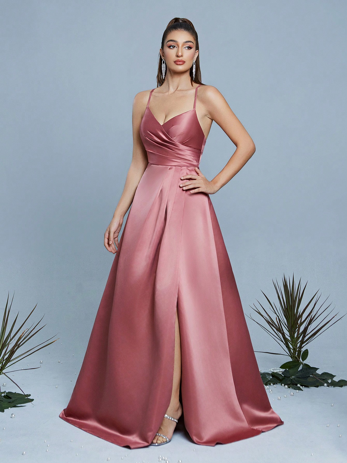 Leely Women's Elegant Spaghetti Straps Sleeveless Party Dress