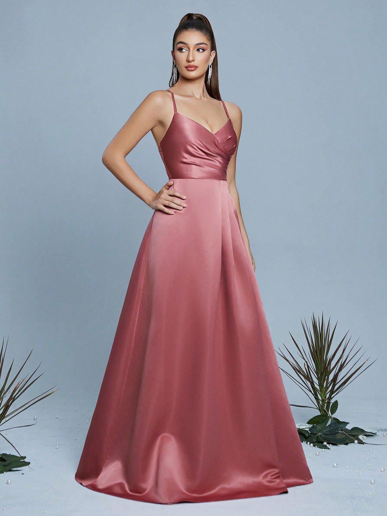 Leely Women's Elegant Spaghetti Straps Sleeveless Party Dress