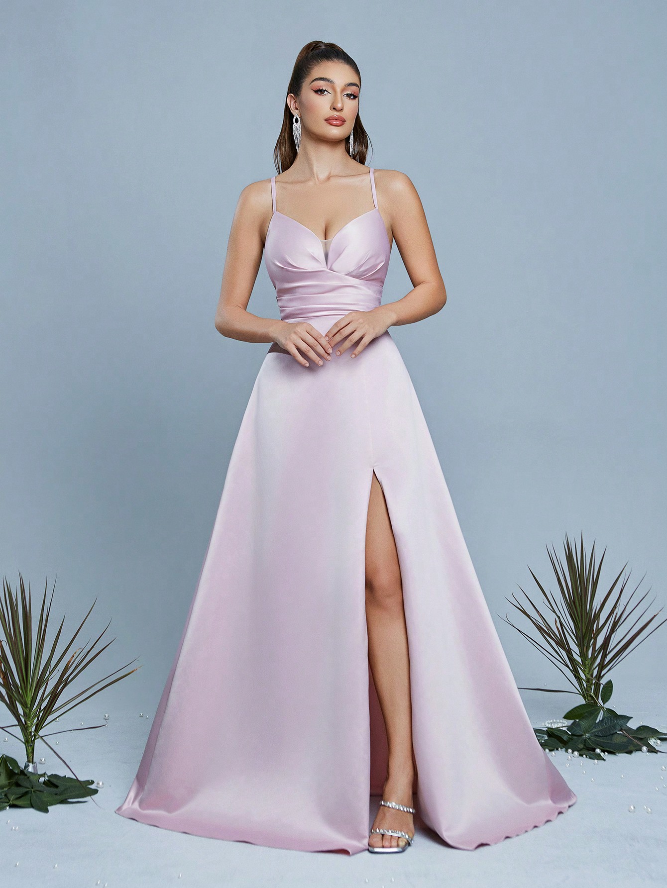 Leely Elegant Spaghetti Straps Sleeveless Evening Gown