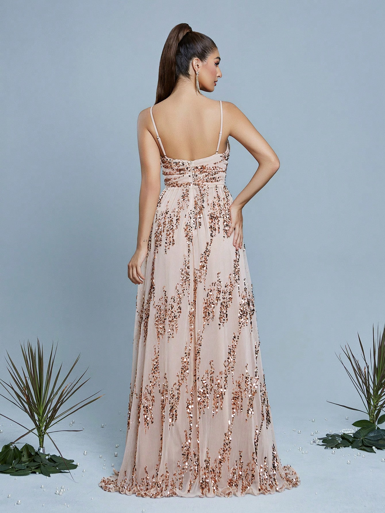 Leely Elegant Spaghetti Straps Sleeveless Party Dress