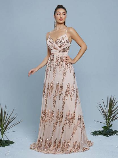 Leely Elegant Spaghetti Straps Sleeveless Party Dress
