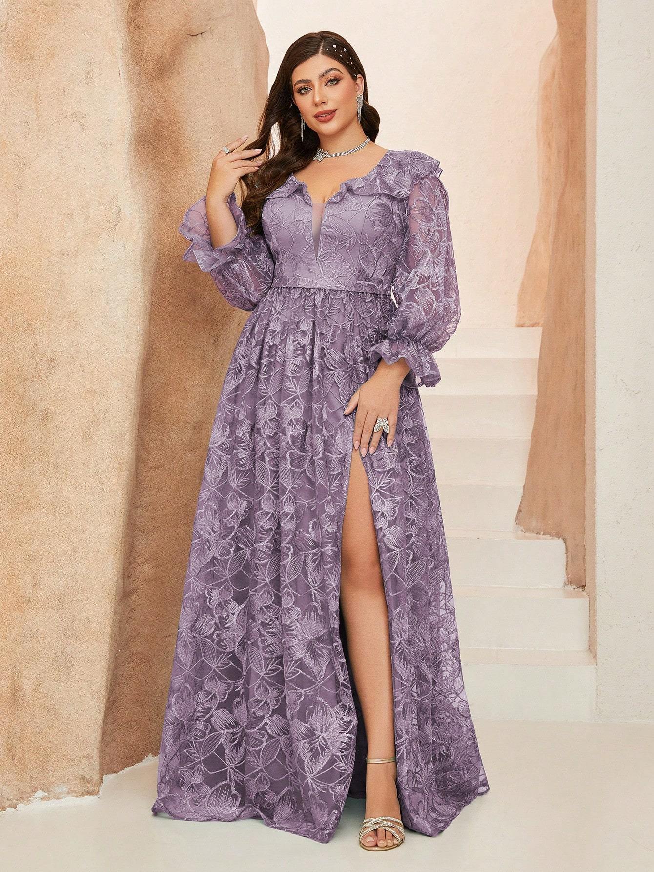 Leely Women's Elegant Sweetheart Cloak Sleeve Lace A-Line Dress
