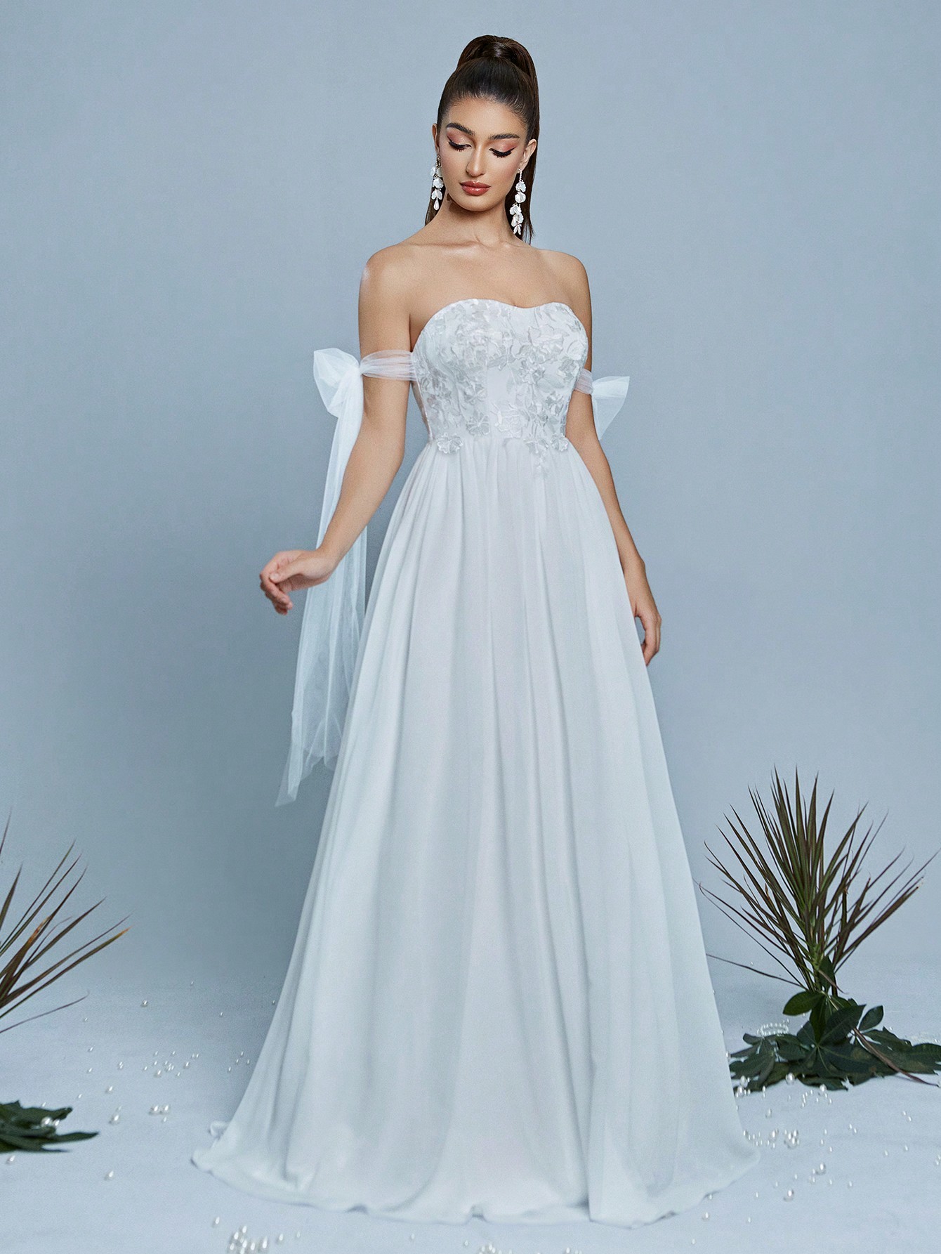 Leely Elegant Strapless Sleeveless Prom Dress