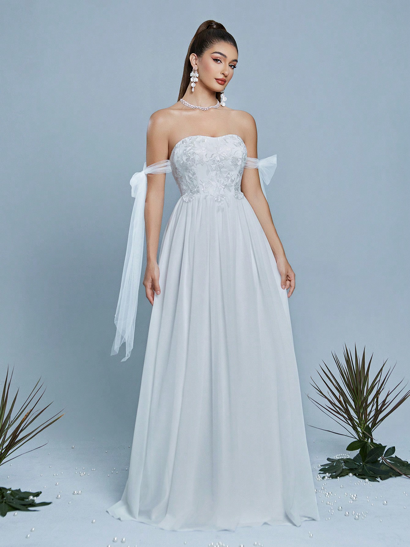 Leely Women's Elegant Sweetheart Cloak Sleeve Lace A-Line Dress