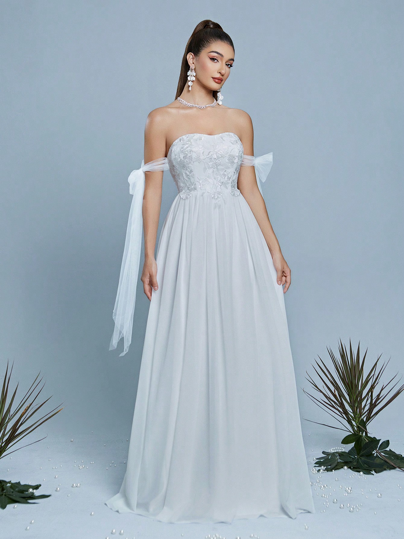 Leely Women's Elegant Sweetheart Cloak Sleeve Lace A-Line Dress