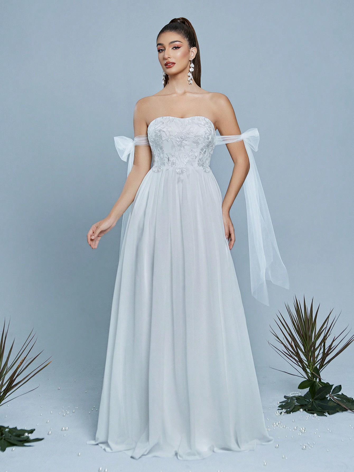 Leely Elegant Strapless Sleeveless Prom Dress