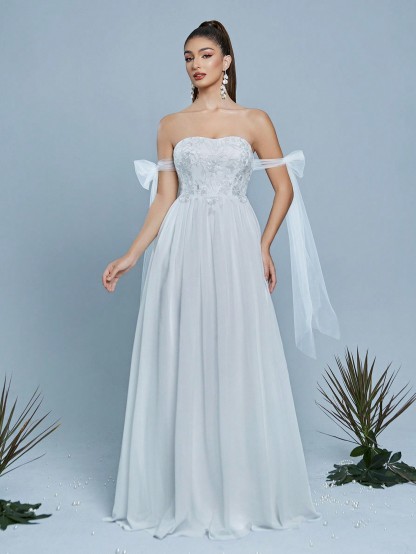 Leely Elegant Strapless Sleeveless Prom Dress