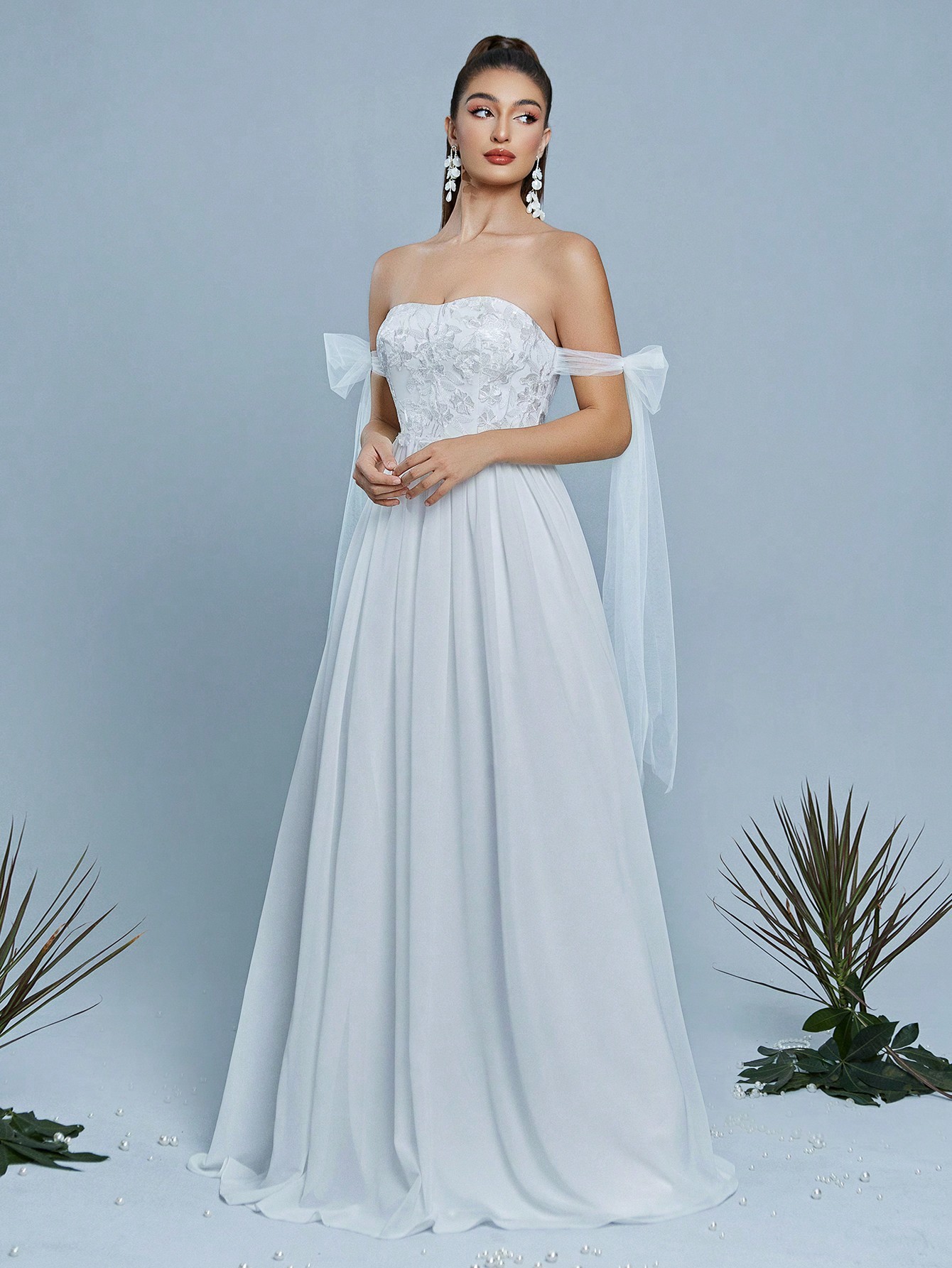 Leely Elegant Strapless Sleeveless Prom Dress