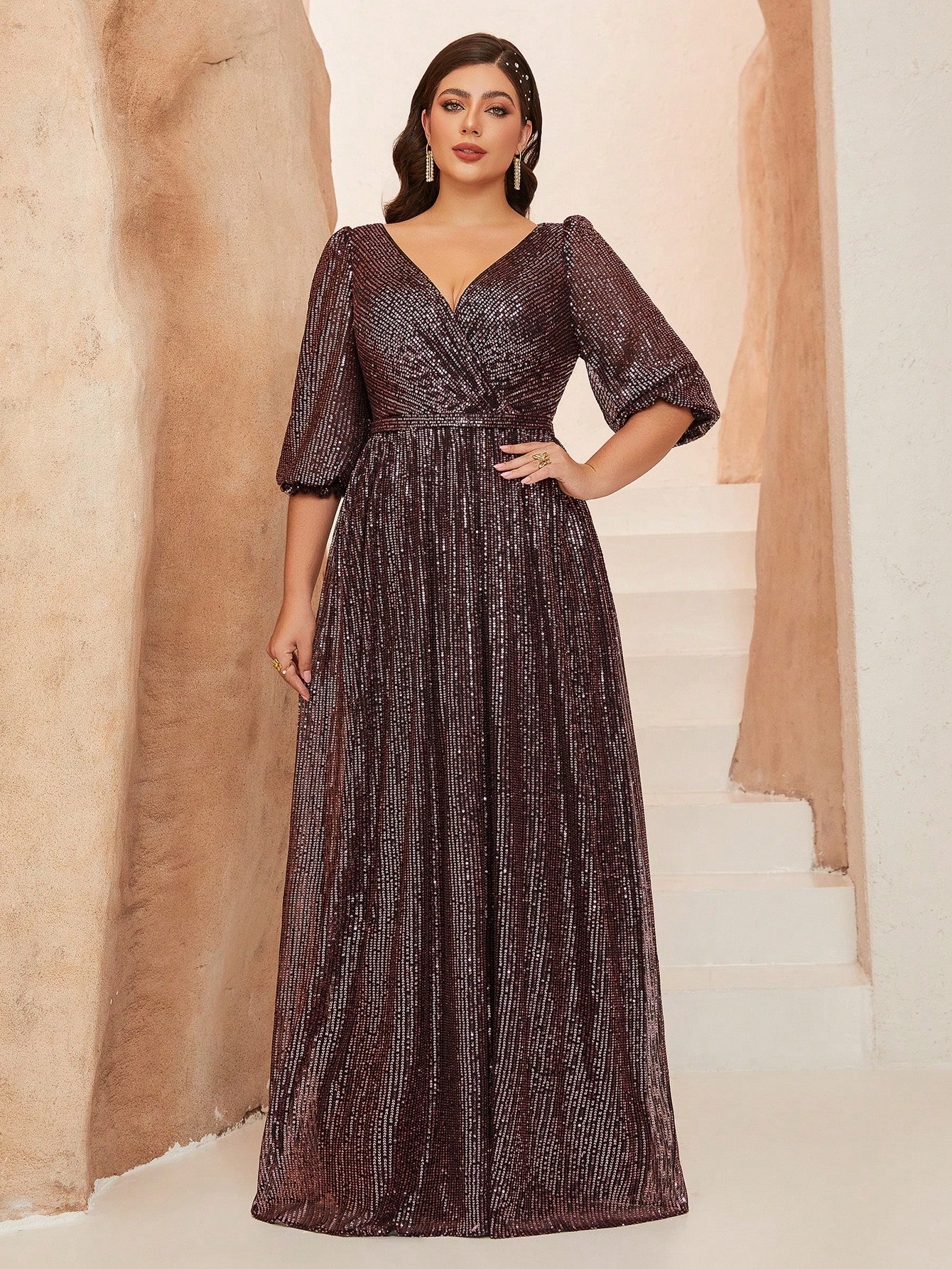 Leely Women's Elegant Sweetheart Cloak Sleeve Lace A-Line Dress