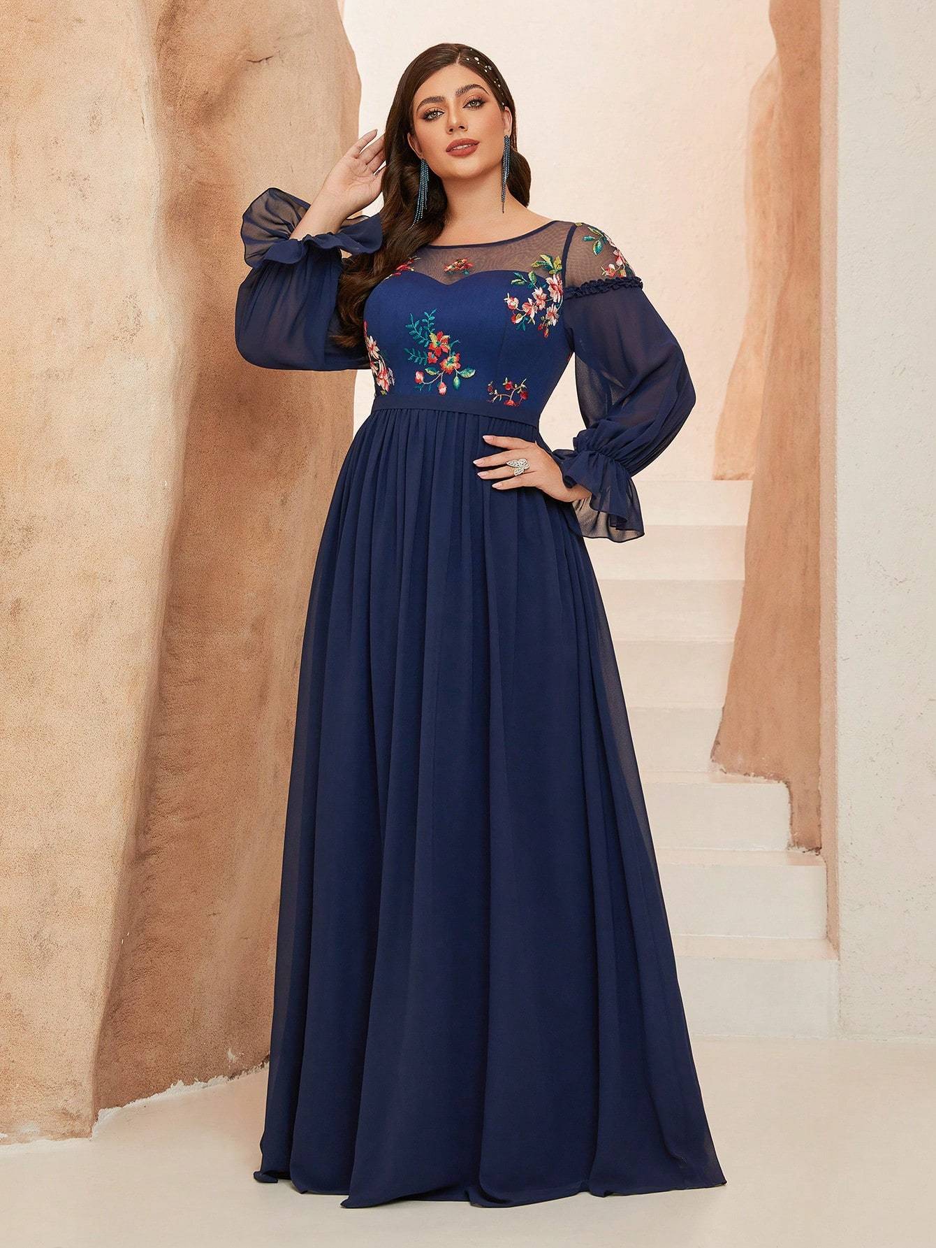 Leely Women's Elegant Sweetheart Cloak Sleeve Lace A-Line Dress