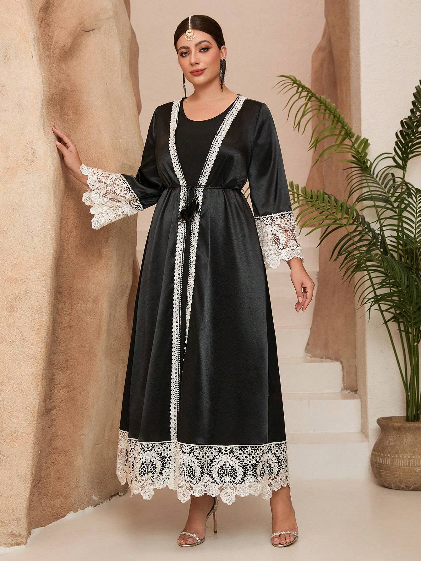 Leely Women's Elegant Sweetheart Cloak Sleeve Lace A-Line Dress