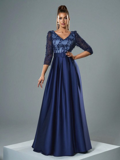Leely Women's Elegant Sweetheart Cloak Sleeve Lace A-Line Dress