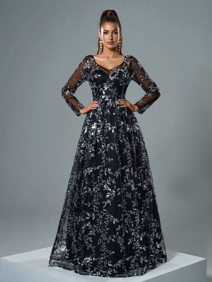 Leely Women's Elegant Sweetheart Cloak Sleeve Lace A-Line Dress
