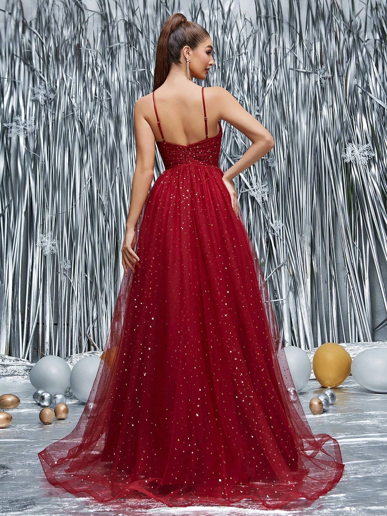 Leely Women's Elegant Spaghetti Straps Sleeveless Prom Dress