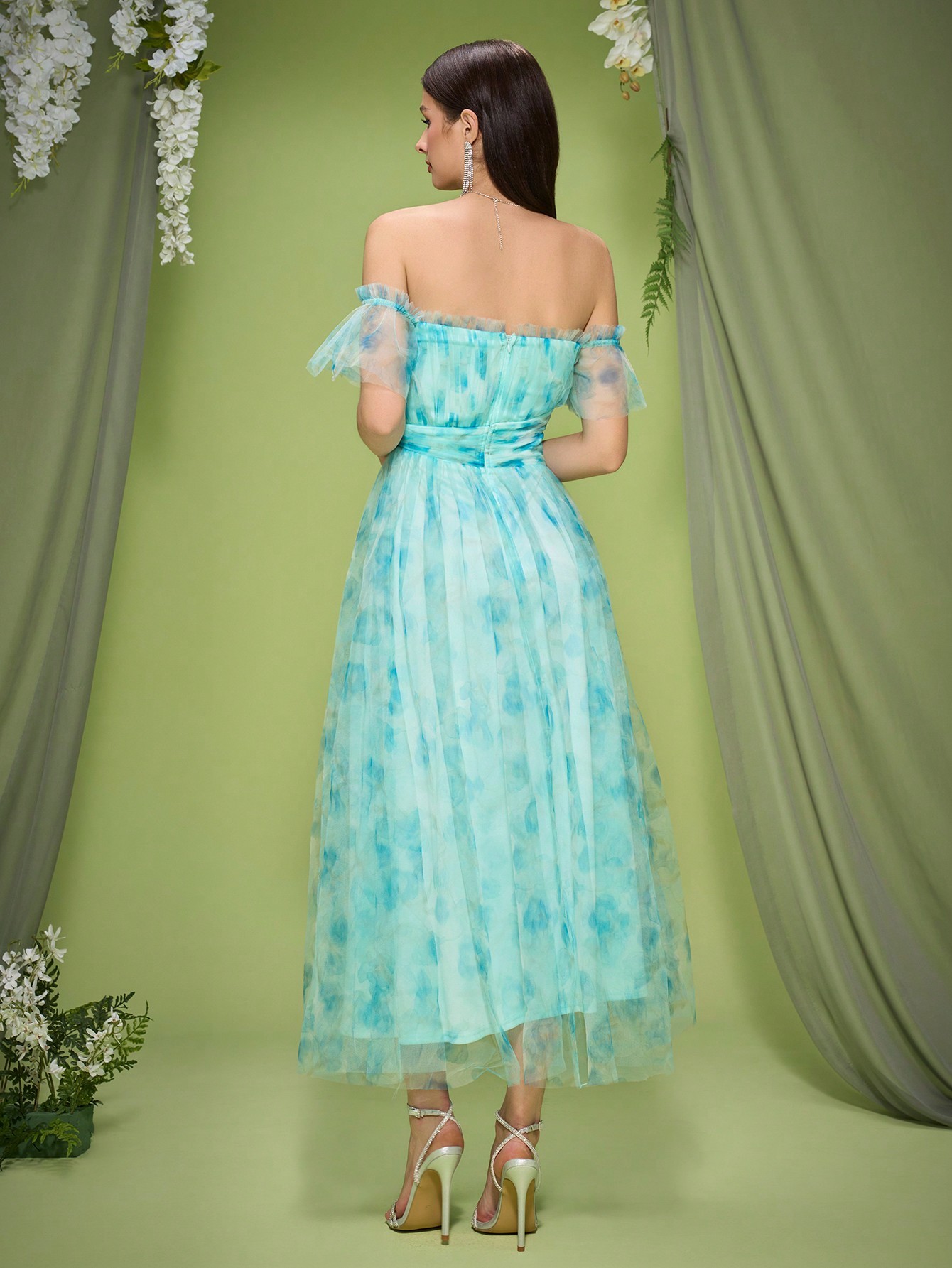 Leely Women's Elegant Off The Shoulder Short Sleeve Prom Dress
