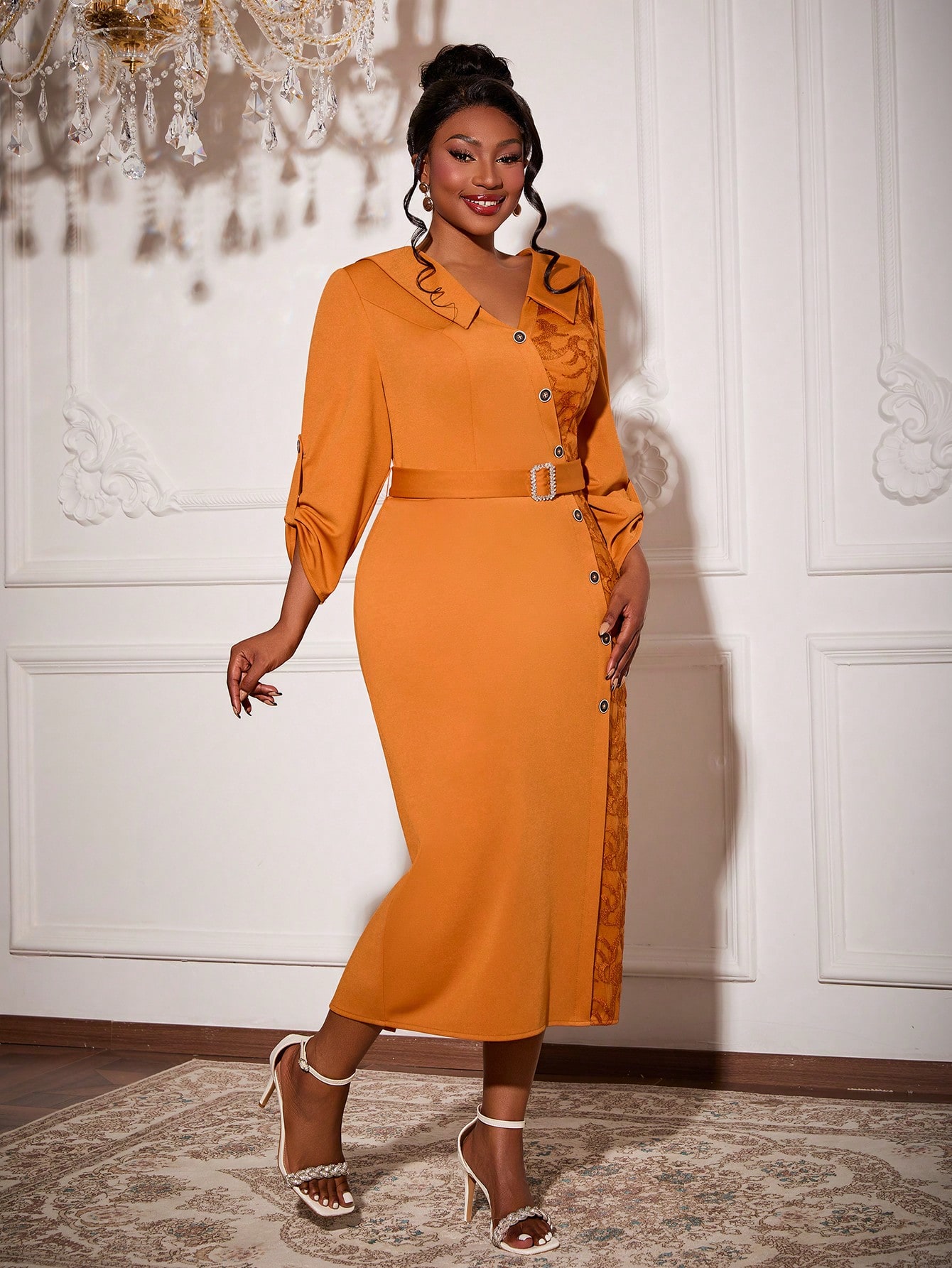 Leely Plus Women's Elegant Collar Party Dresses