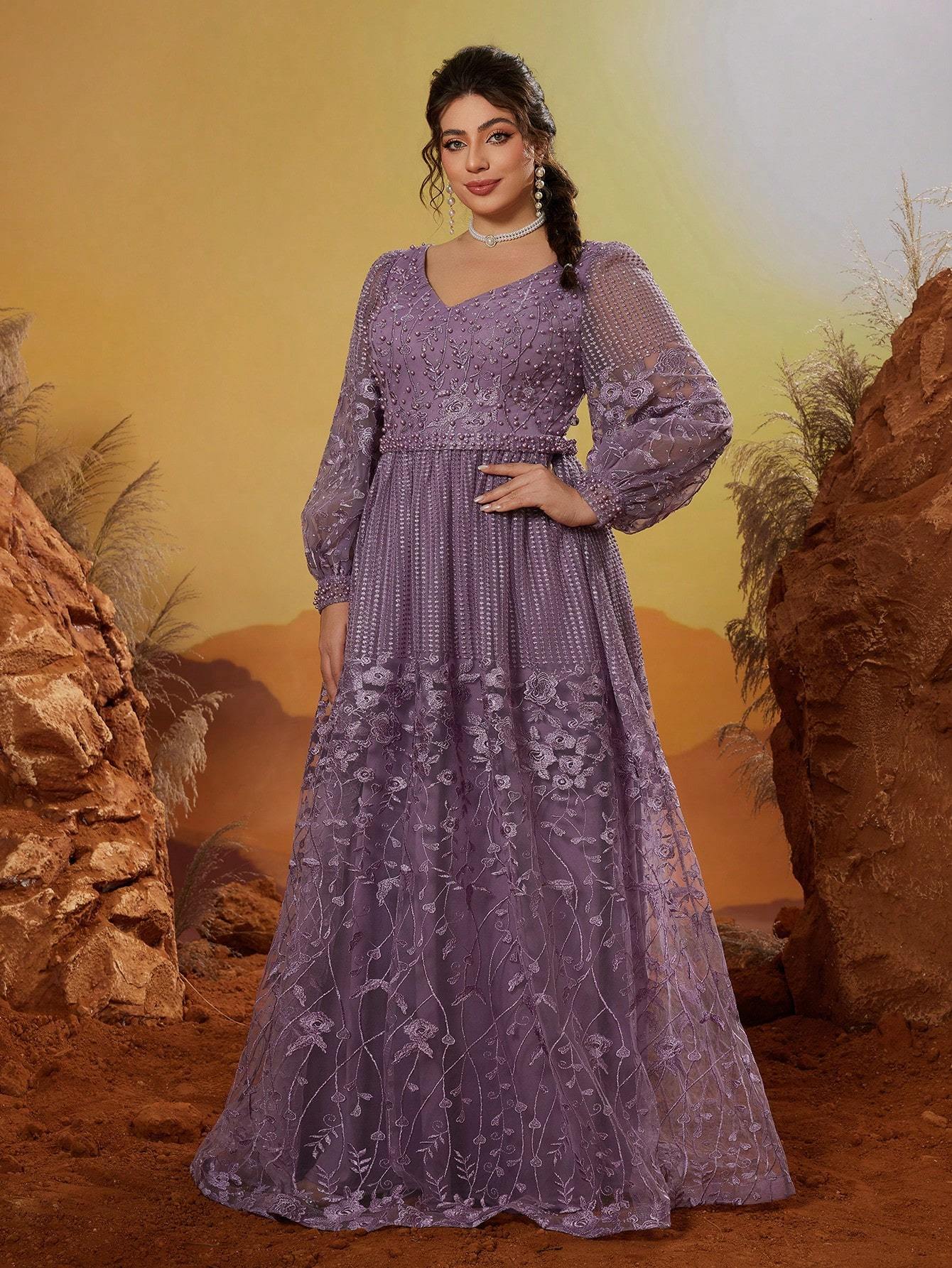 Leely Women's Elegant Sweetheart Cloak Sleeve Lace A-Line Dress