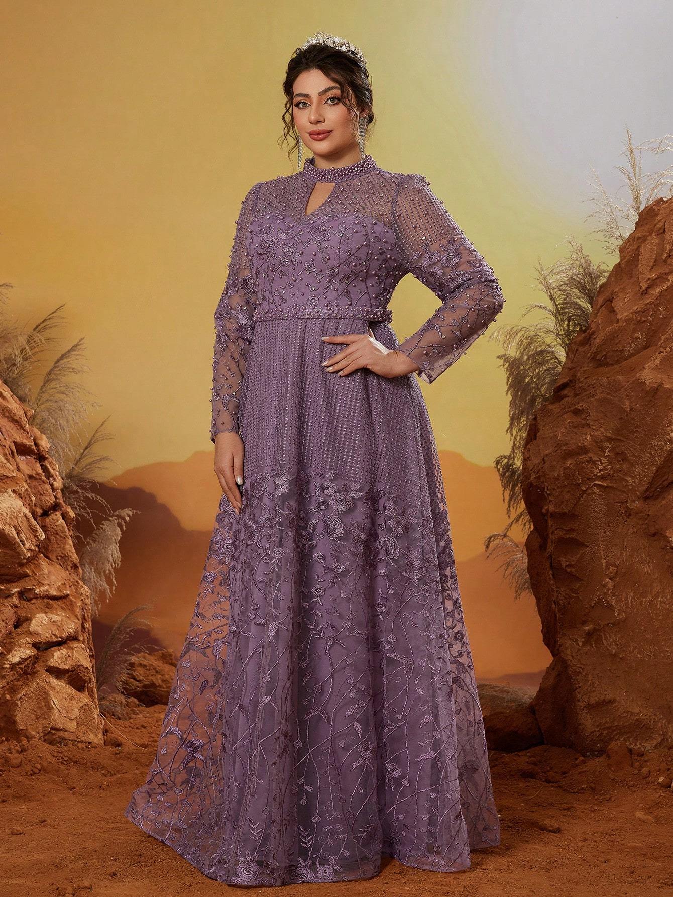 Leely Women's Elegant Sweetheart Cloak Sleeve Lace A-Line Dress