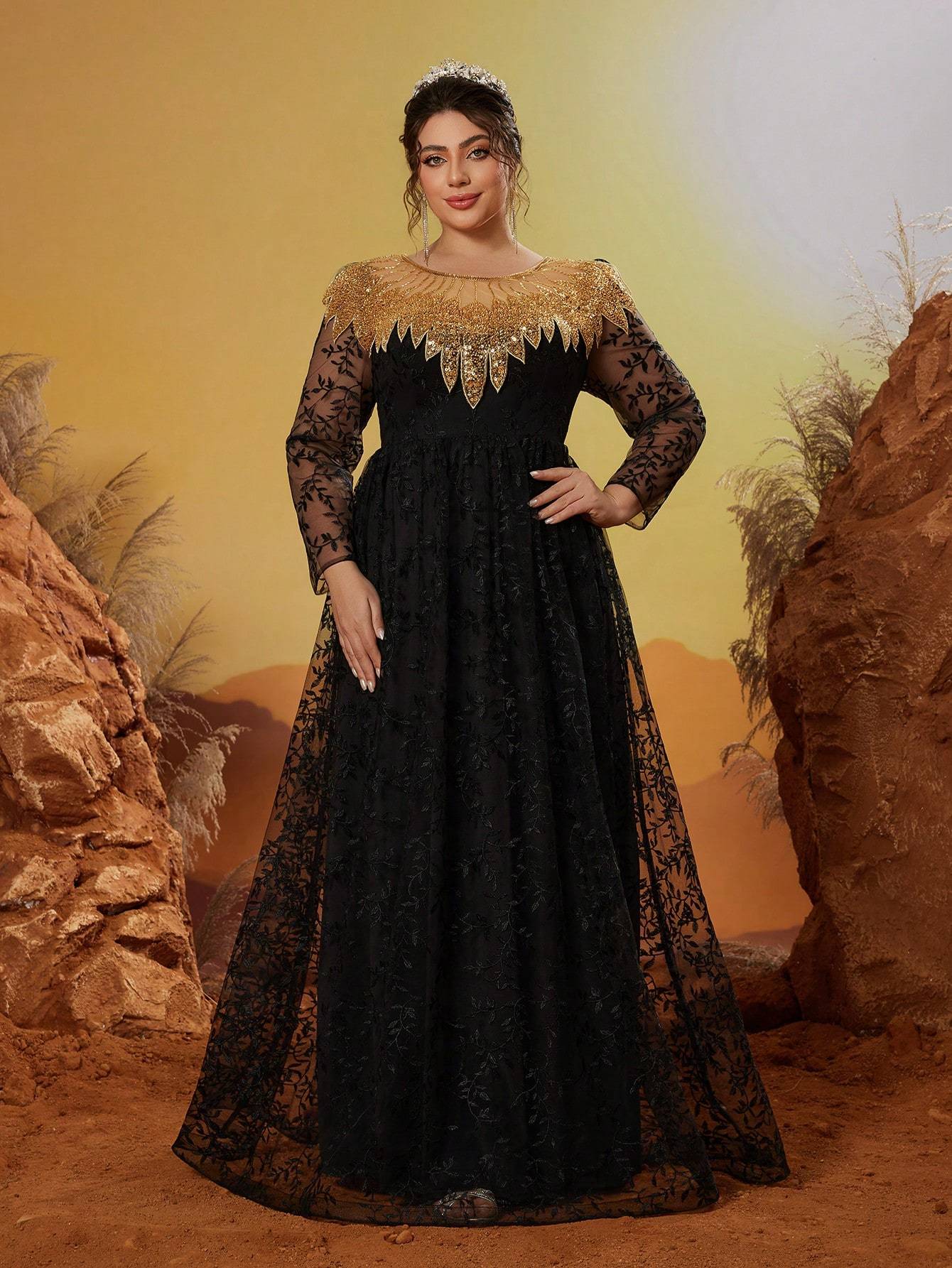 Leely Women's Elegant Sweetheart Cloak Sleeve Lace A-Line Dress