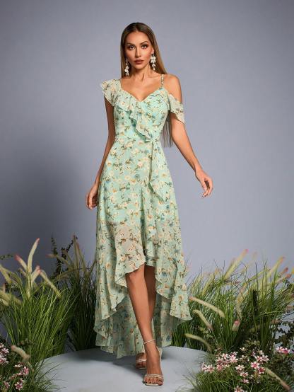 Leely Elegant Asymmetrical Neck Sleeveless Party Dresses