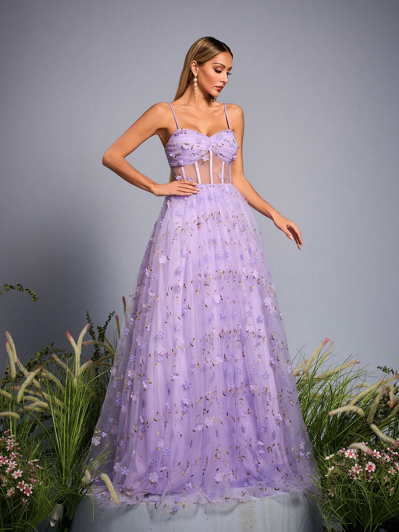 Leely Elegant Spaghetti Straps Sleeveless Evening Gown