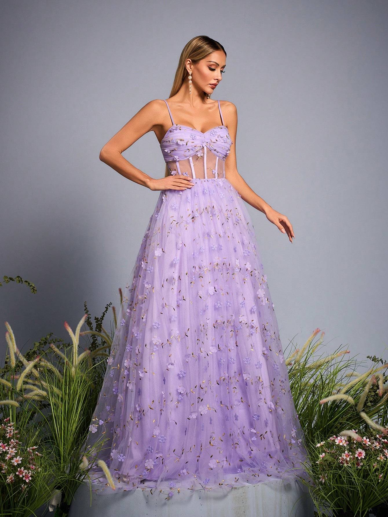 Leely Elegant Spaghetti Straps Sleeveless Evening Gown