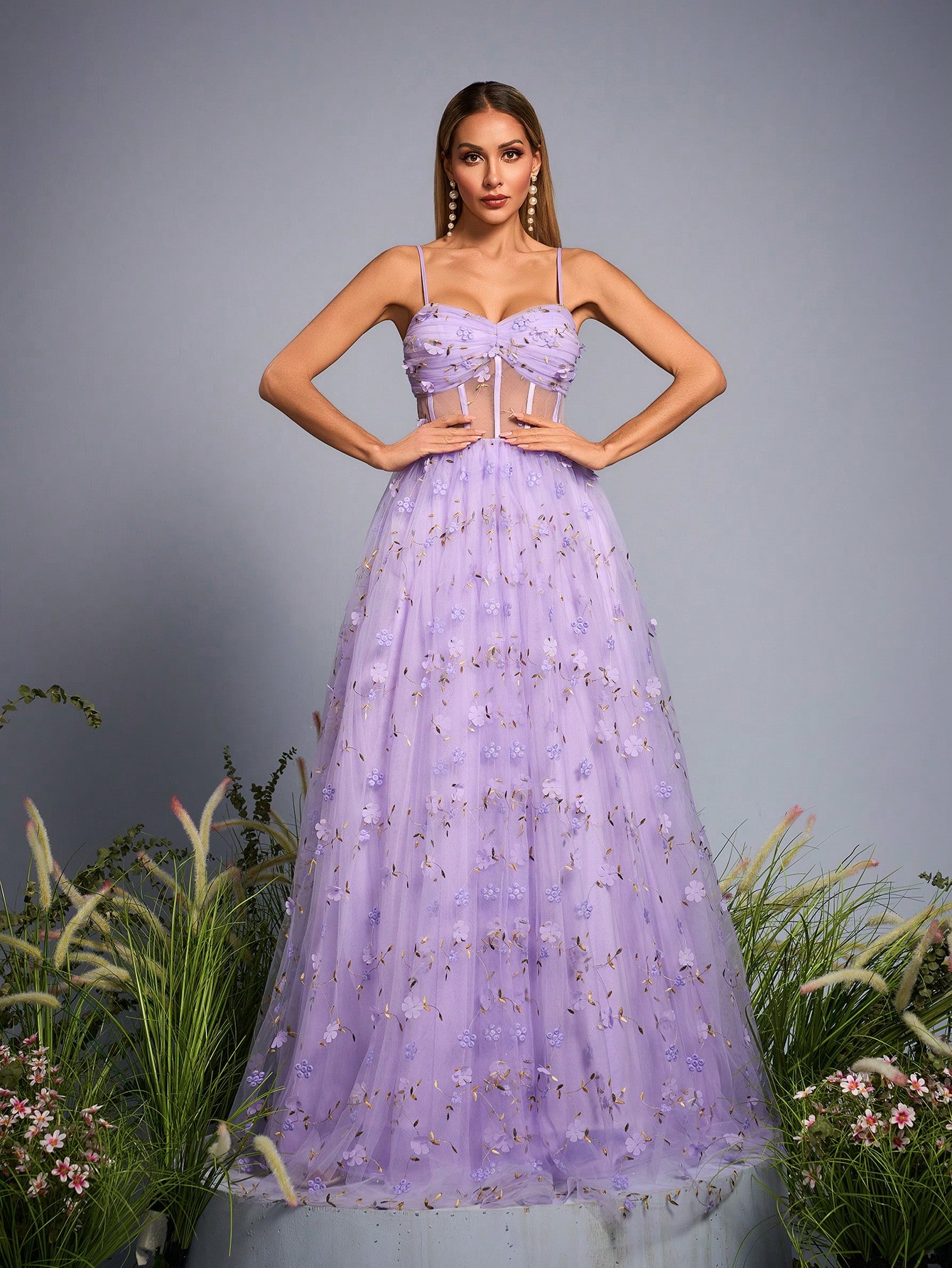 Leely Elegant Spaghetti Straps Sleeveless Evening Gown