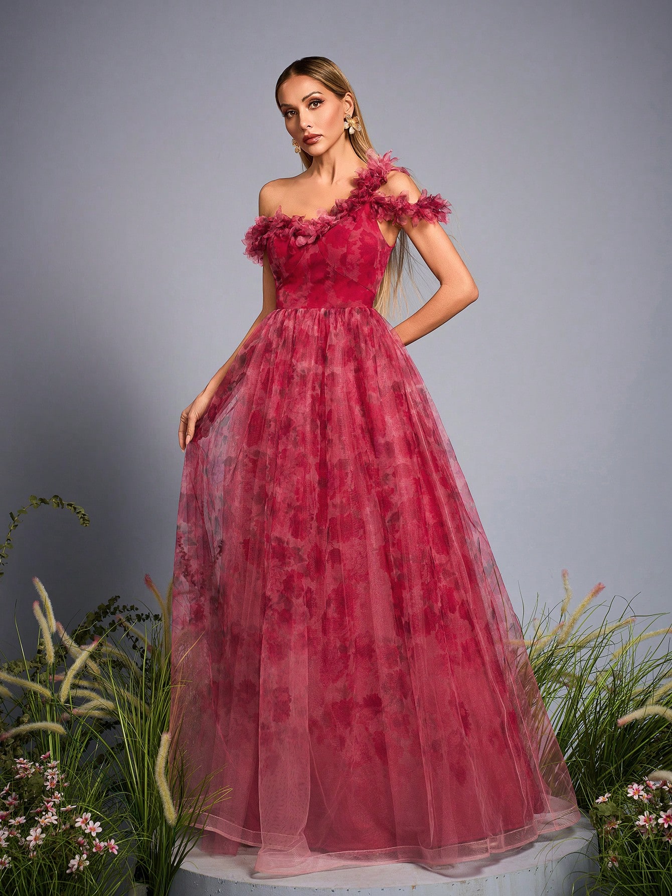 Leely Elegant One Shoulder Sleeveless Evening Gown