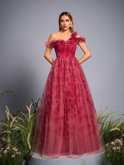 Leely Elegant One Shoulder Sleeveless Evening Gown