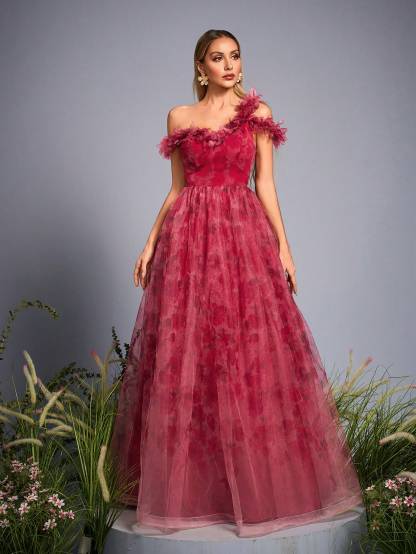 Leely Women's Elegant Sweetheart Cloak Sleeve Lace A-Line Dress