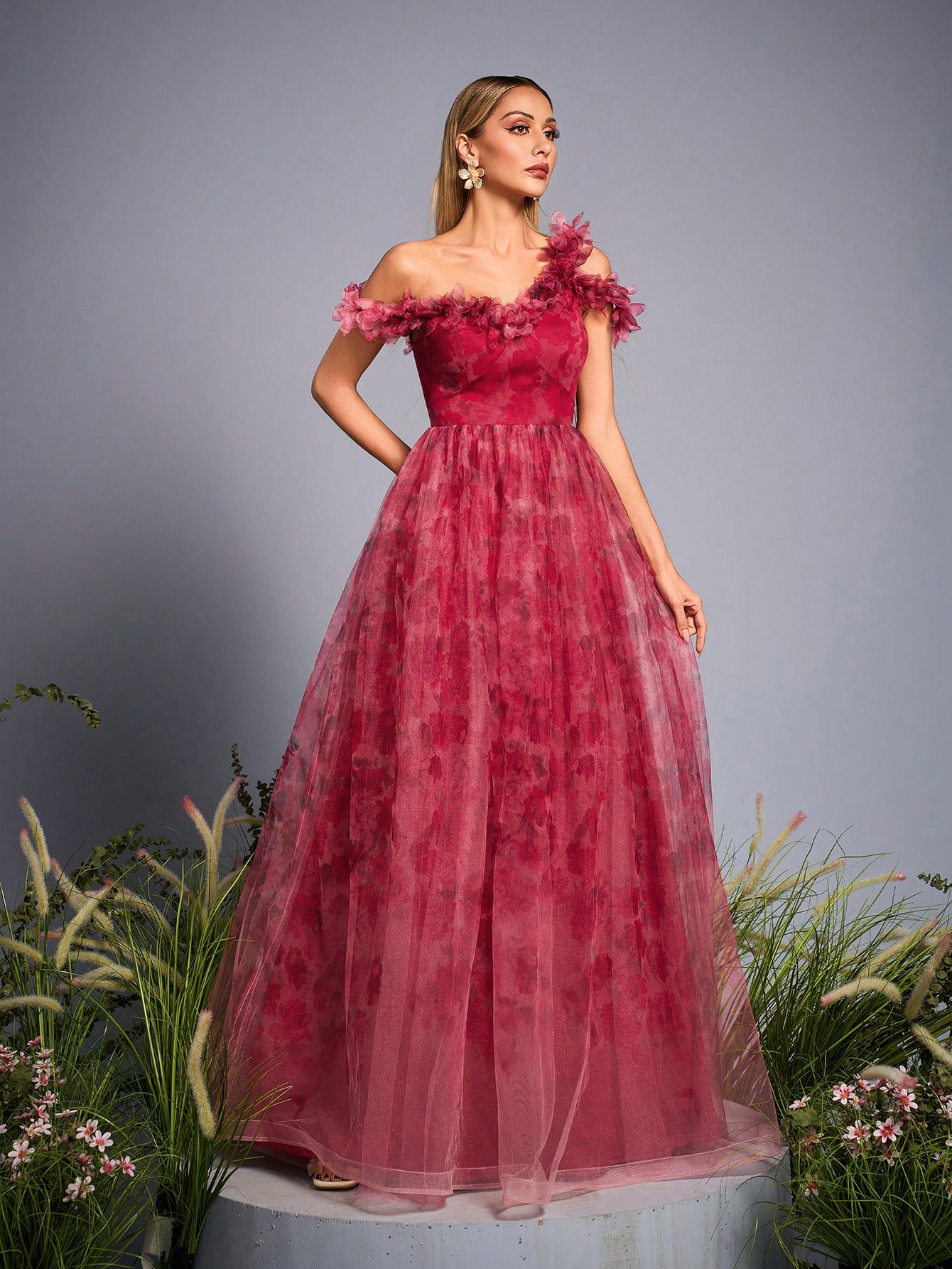 Leely Elegant One Shoulder Sleeveless Evening Gown