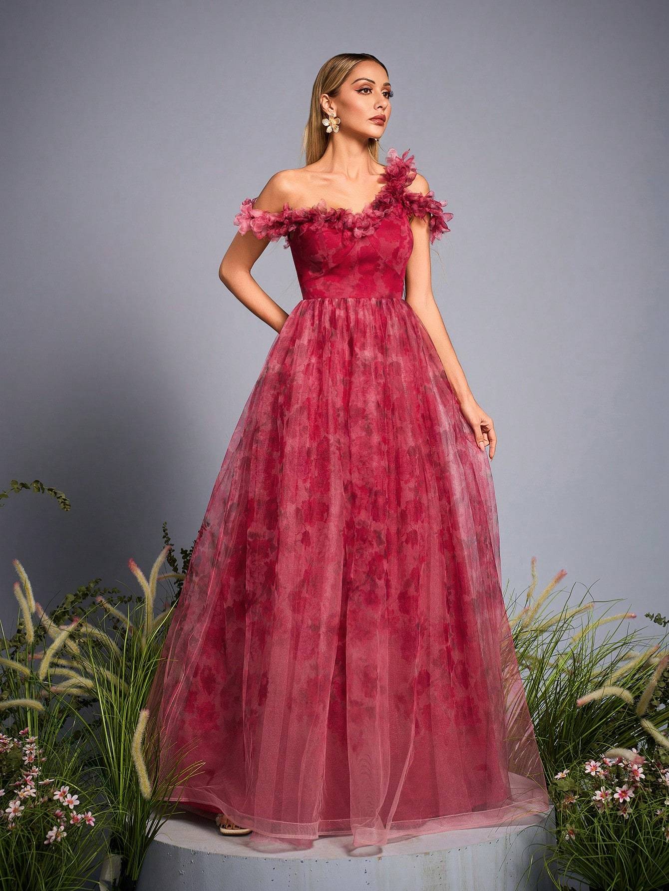 Leely Elegant One Shoulder Sleeveless Evening Gown