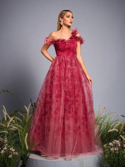 Leely Elegant One Shoulder Sleeveless Evening Gown