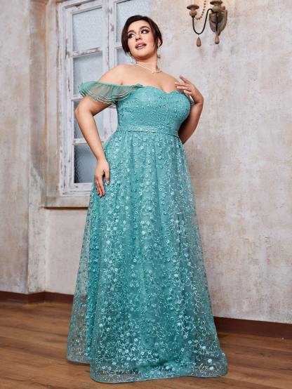 Leely Plus Women's Elegant Off The Shoulder Prom Dress