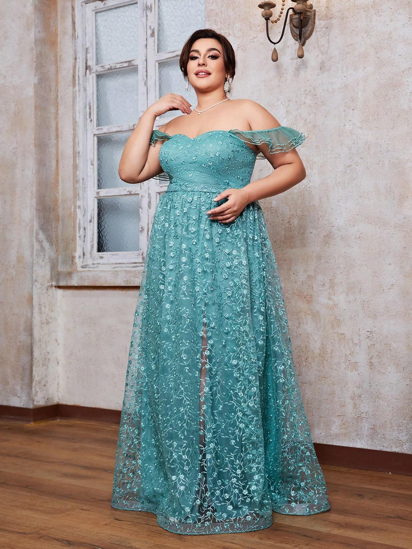 Leely Women's Elegant Sweetheart Cloak Sleeve Lace A-Line Dress