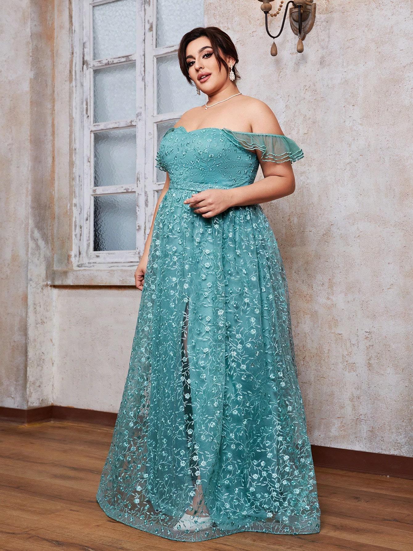 Leely Plus Women's Elegant Off The Shoulder Prom Dress