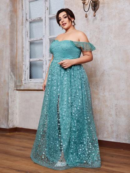 Leely Plus Women's Elegant Off The Shoulder Prom Dress